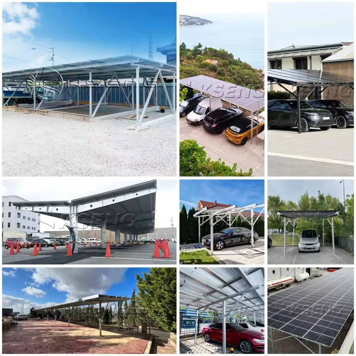 Easy Installed Aluminium Solar Roof Carport Structure Car Parking Solar Mounting System Steel Carport Solar Roof Carport