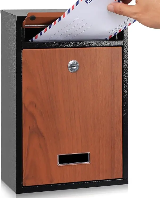 Metal Wall Mounted Mailbox with Plastic Plate Name Plate on Mailbox Home Garden Outdoor Letter Box