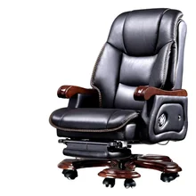High quality real leather president massage solid wood reclining computer chair cowhide executive chair