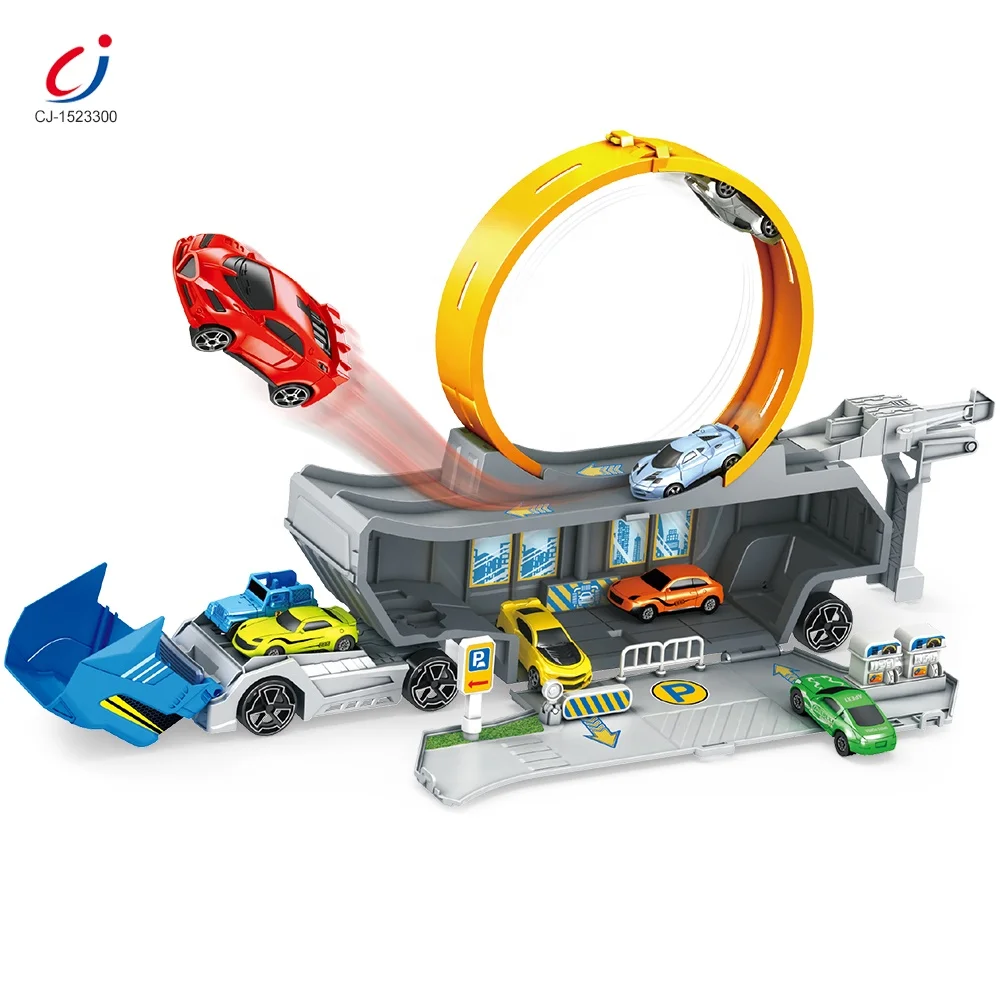 Chengji 3 in 1 Engineering Container Truck Toy Kids Diecast Cars Parking Lot Toy Garage Construction Parking Lot Truck Toys