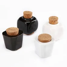 Ceramics Nail Cup Acrylic Powder Liquid Brush Dappen Bowl Holder Container Equipment Nail Salon Tool With Wood Lid