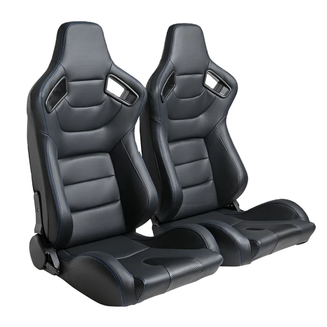 Universal Reclinable Black PVC Carbon Look Leather Bucket Racing Seats