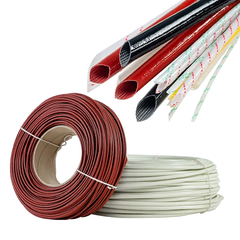 Funda de fibra de vidrio recubierto de resina protección térmica para mangueras de cables de cables blanco 