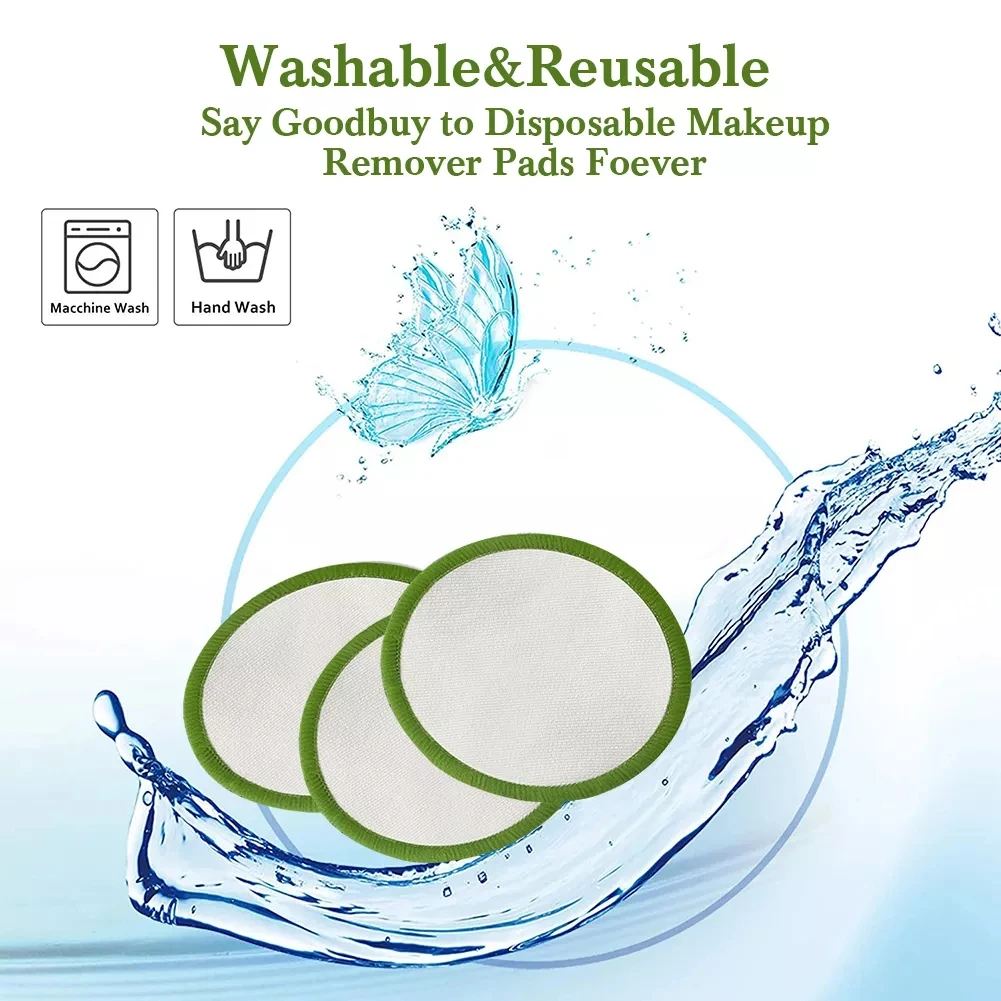 Eco Friendly Reusable Bamboo Fiber Makeup Remover Pads Bamboo Cotton Reusable Pads Makeup