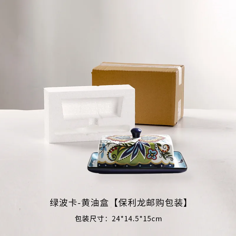 High Quality Unbreakable Ceramic Keeper Cheese Box Sealing Storage Tray Plate Container Butter Dish Curler with Lid