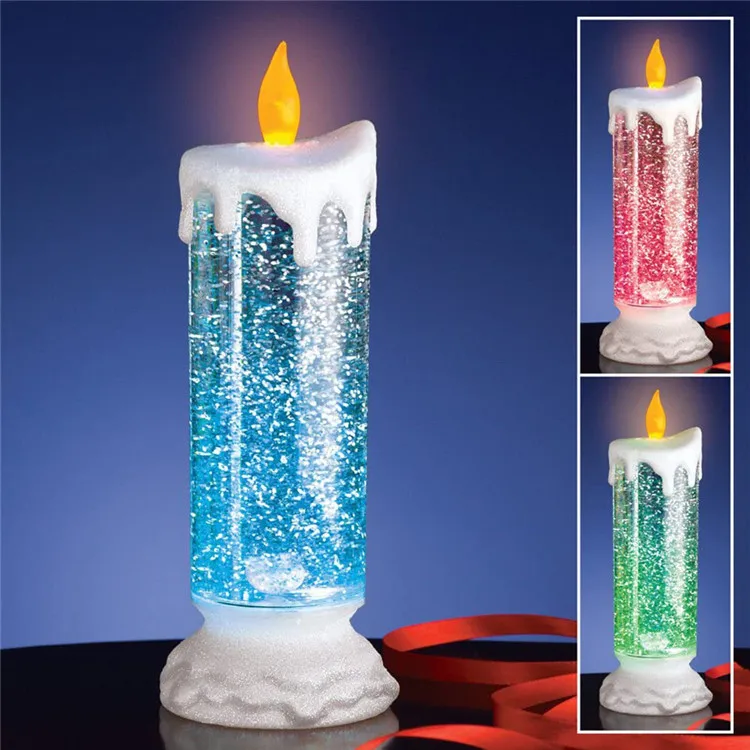 Rechargeable Colour Electronic LED Waterproof Candle With Glitter Colour Changing LED Water Candle Drop Shipping