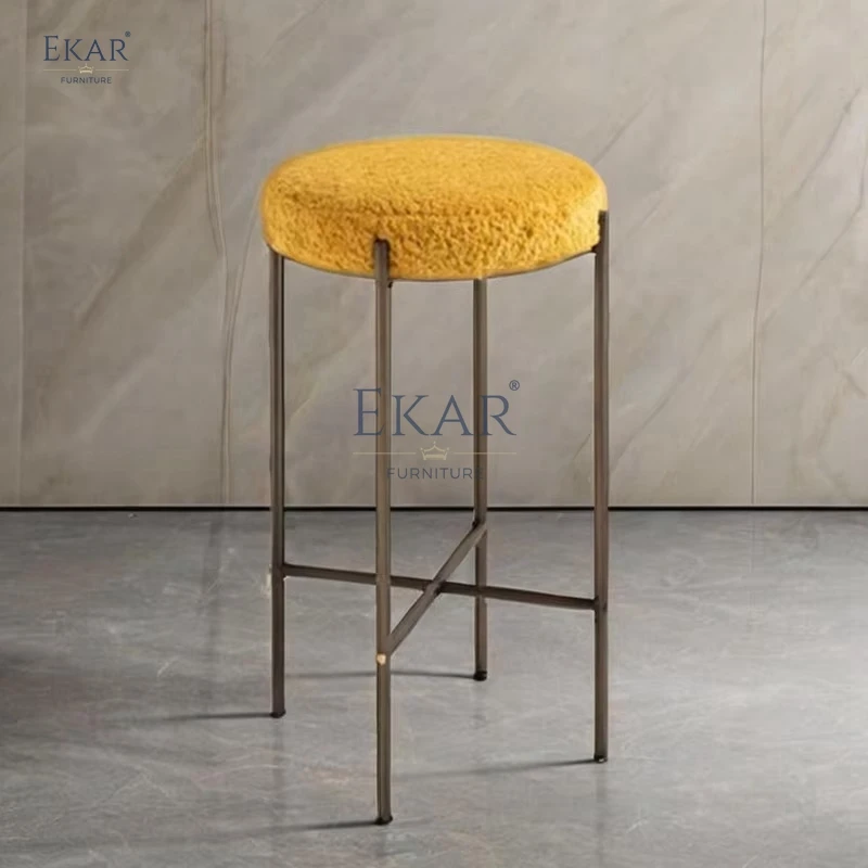 Modern Pink Stone Bar Stool Sleek Metal Base Elegant Leisure Design Hotels Restaurants Solid Wood Soft Bed Style Bar Furniture supplier