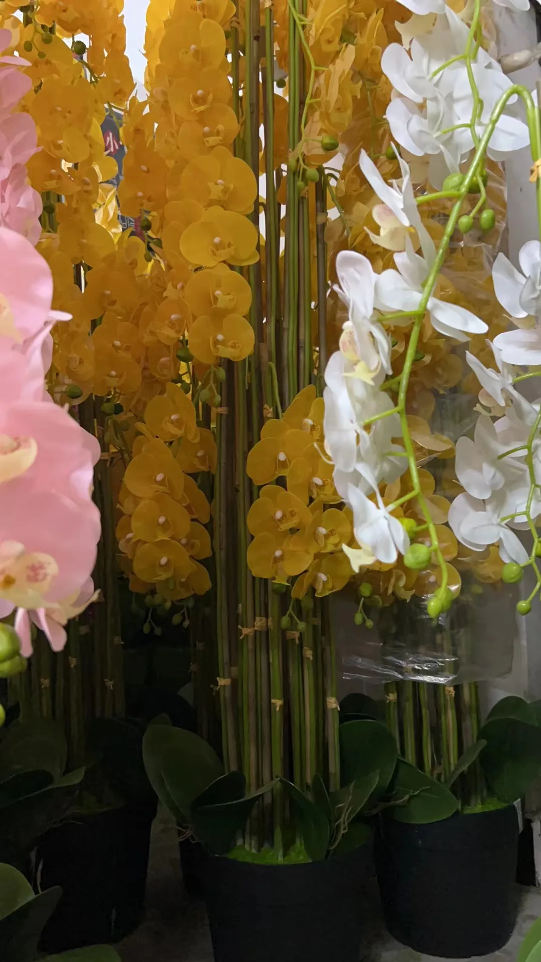 P010 Artificial Orchid In Gold Vase White Faux Orchid Plant In Gold