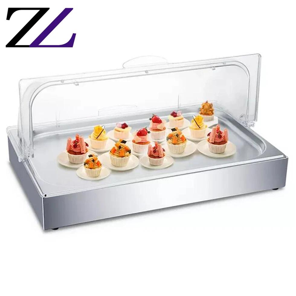 Keep Fresh Oblong Counter Top Acrylic Cover Food Cake Sushi Ceramic Tray Plate case Buffet Equipment Salad Cold Food Display