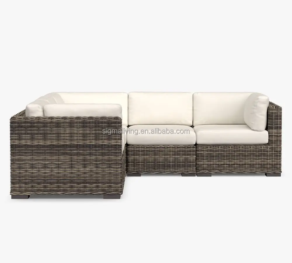 3-Piece Square Arm Loveseat Double Chaise Sofa Set outdoor wicker sofa rattan