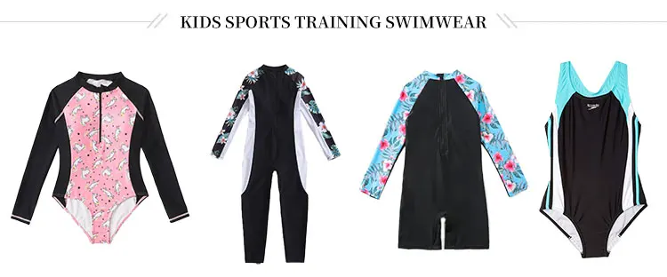 kids girl custom made sublimation rash guard Zipper polyester UV 50+ Bathing Suits one-piece swimsuit manufacture