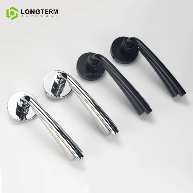 Modern Matte Black Door Locks Handles Set Zinc Alloy Door Handle Polished Chrome and Brushed Nickel Interior Wooden Door Handle