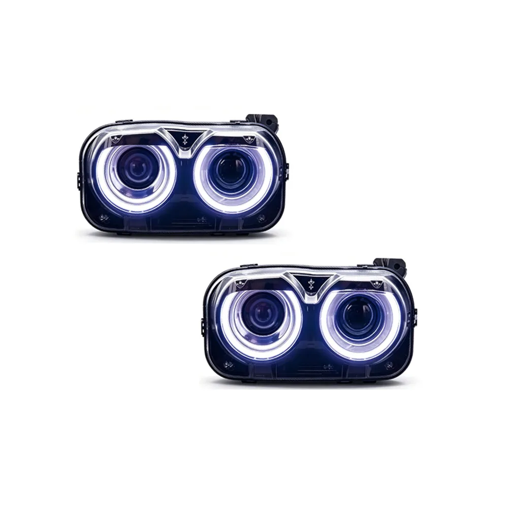 Conjunto de faros RGB KEBEL para Dodge Challenger 2015-, faros delanteros LED con DRL secuencial, par de recambio y actualización