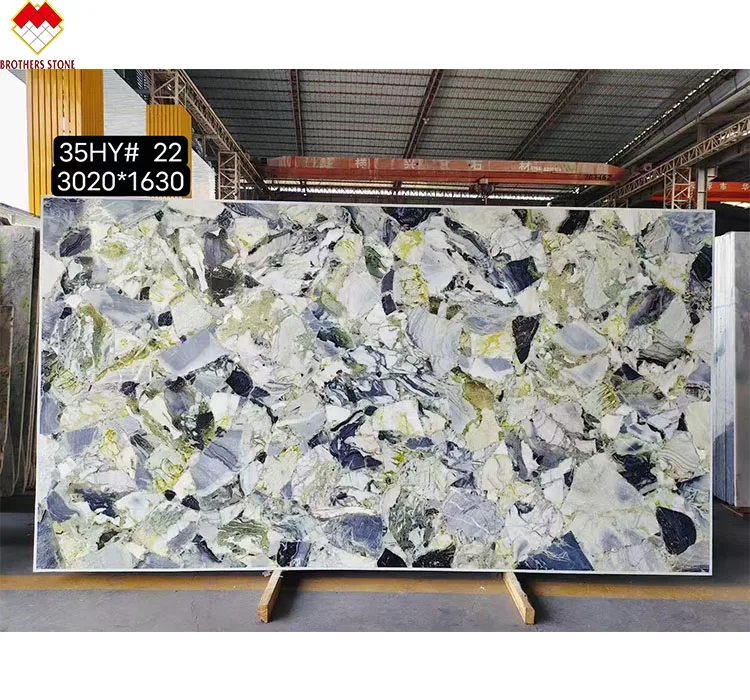 Translucent cold jadeite onyx slab rainforest green marble emerald green marble onyx for wall panel and table using