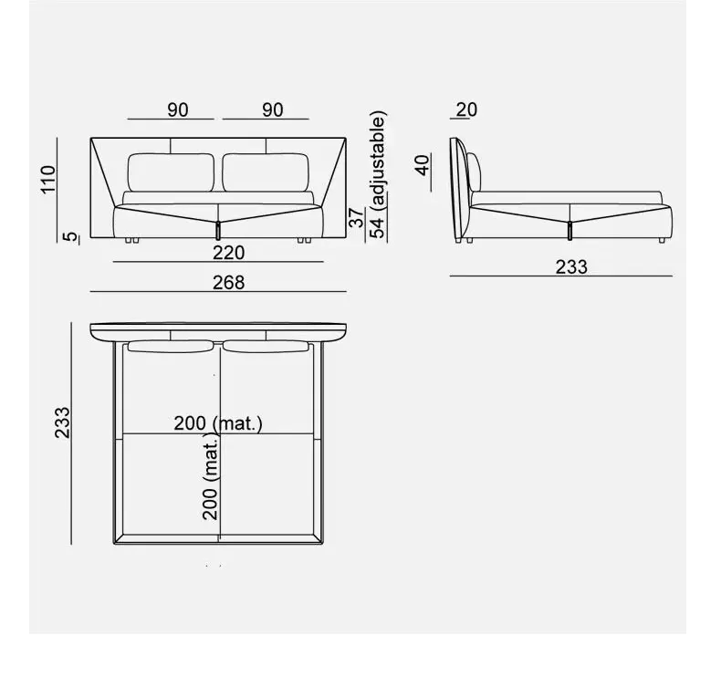 Luxury Italian Modern Standard Panel Bed Customize Upholstered Leather Headboard Queen Low Profile Bed Head