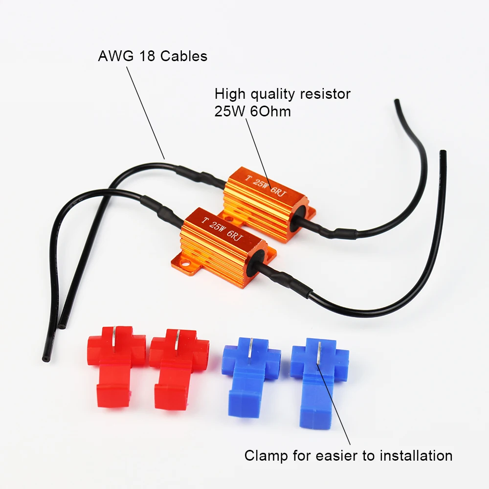 LED Bulb Load Resistor 25W 6Ohm to Solve Car Hyper Flash Error Code for T10 Festoon T15 1156 1157 7440 7443 3156 3157 LED Bulb