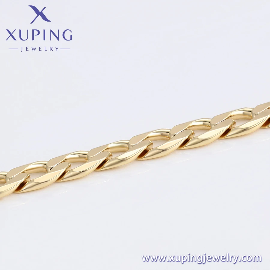 Xuping  Jewelry Environmentally Friendly Copper 14k Gold Plated Cuban Chain Link Bracelet