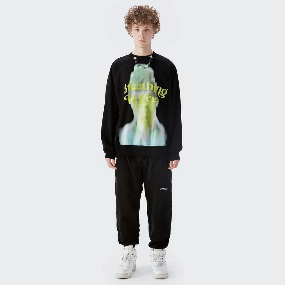 DiZNEW Fall 2021 New Fashion Line Unreal Portrait Retro Steam Wave Print Loose Casual sweatshirt Man details