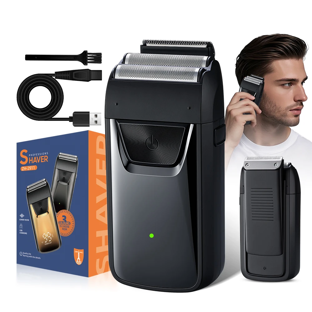 High-Power Intelligent Digital Twin Blade Reciprocating Foil Shaver USB Charging for RV Use-Personal Bald Head Electric Shaver