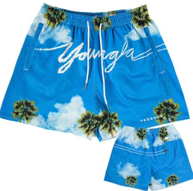 mesh shorts manufacturer high quality summer print graphic workout jogger gym mesh shorts for men445_voghion.com