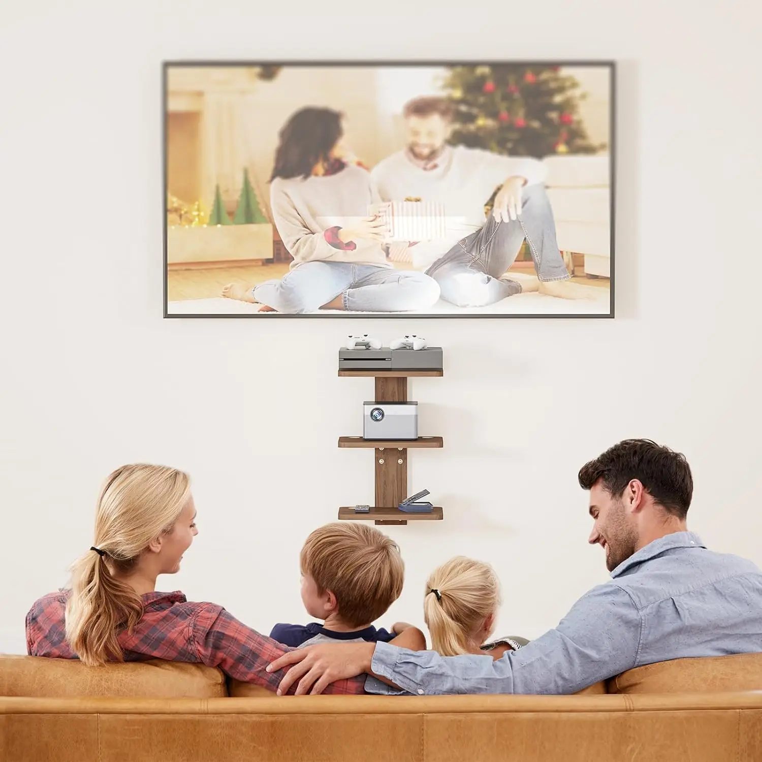 Game Consoles Routers Cable Boxes Floating Entertainment Shelf Wooden Floating Shelf for Under TV for DVD Players