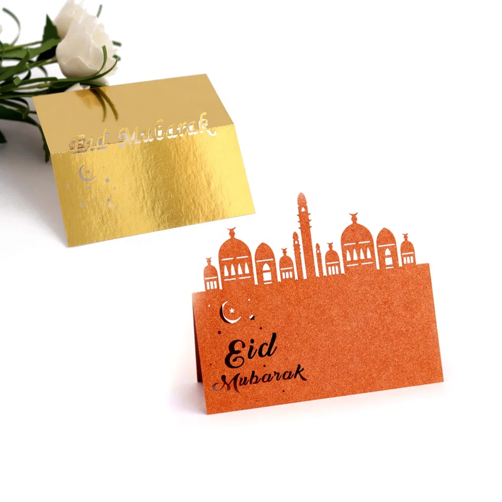 Amarzk 50 Pièces Table Dinvitation à Une Fête du Ramadan Musulman Eid Mubarak Nom du Lieu Carte De Réception Cartes De Réception 