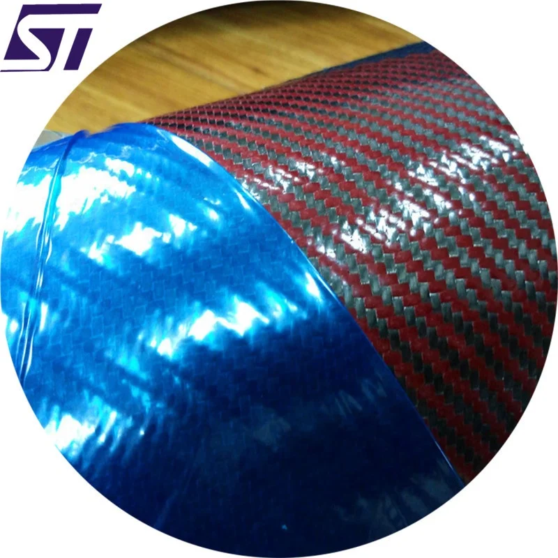 Высокопроизводительная углеродная и красная арамидная гибридная ткань Prepreg