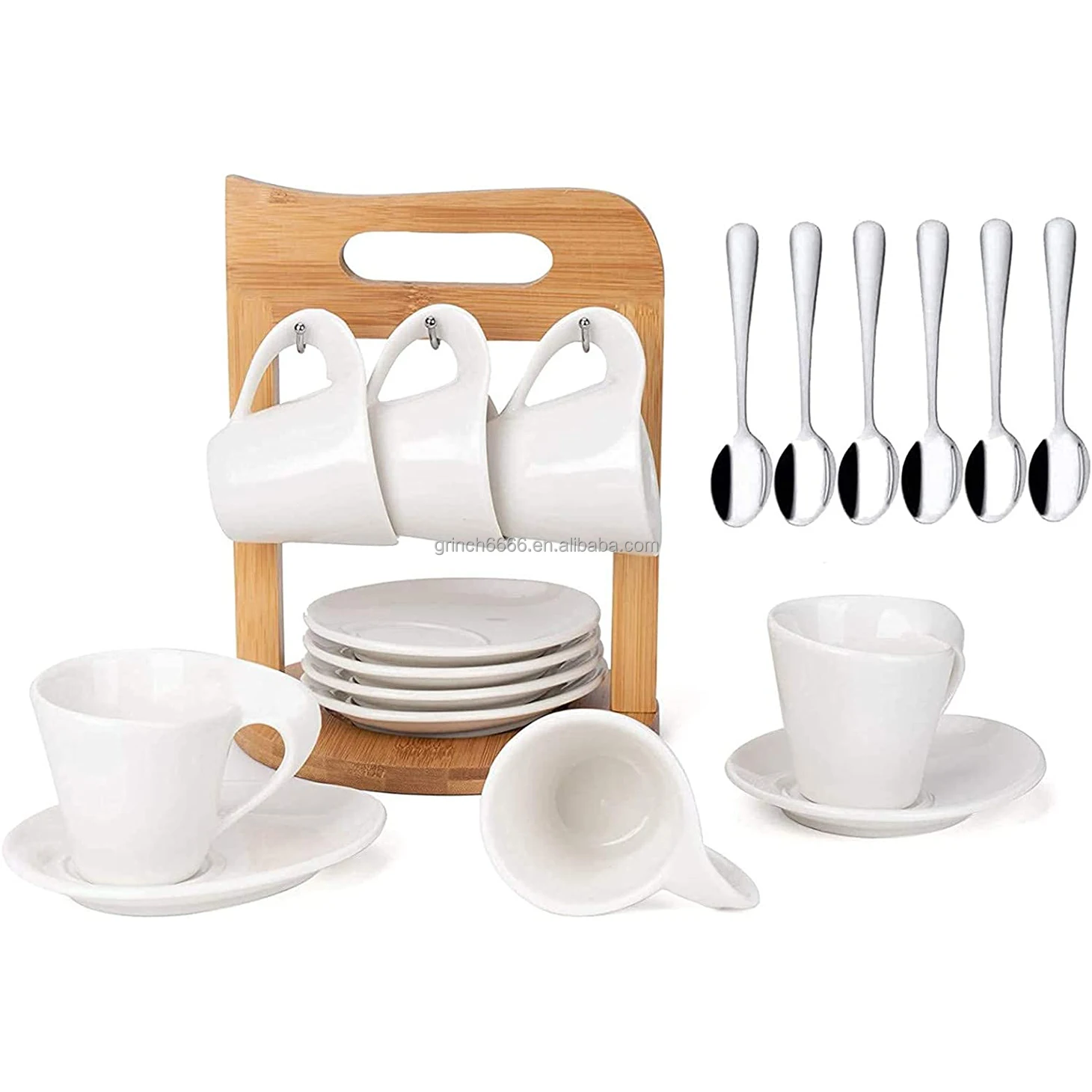 Set Di 4 Tazzine Da Caffè Take Away In Porcellana Con Vassoio - Design Moderno - Foto 2