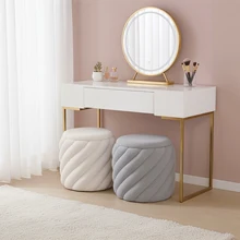 Modern Furniture Boucle Fabric Round Soft Tufted Footstool Storage Ottoman with Removable Lid