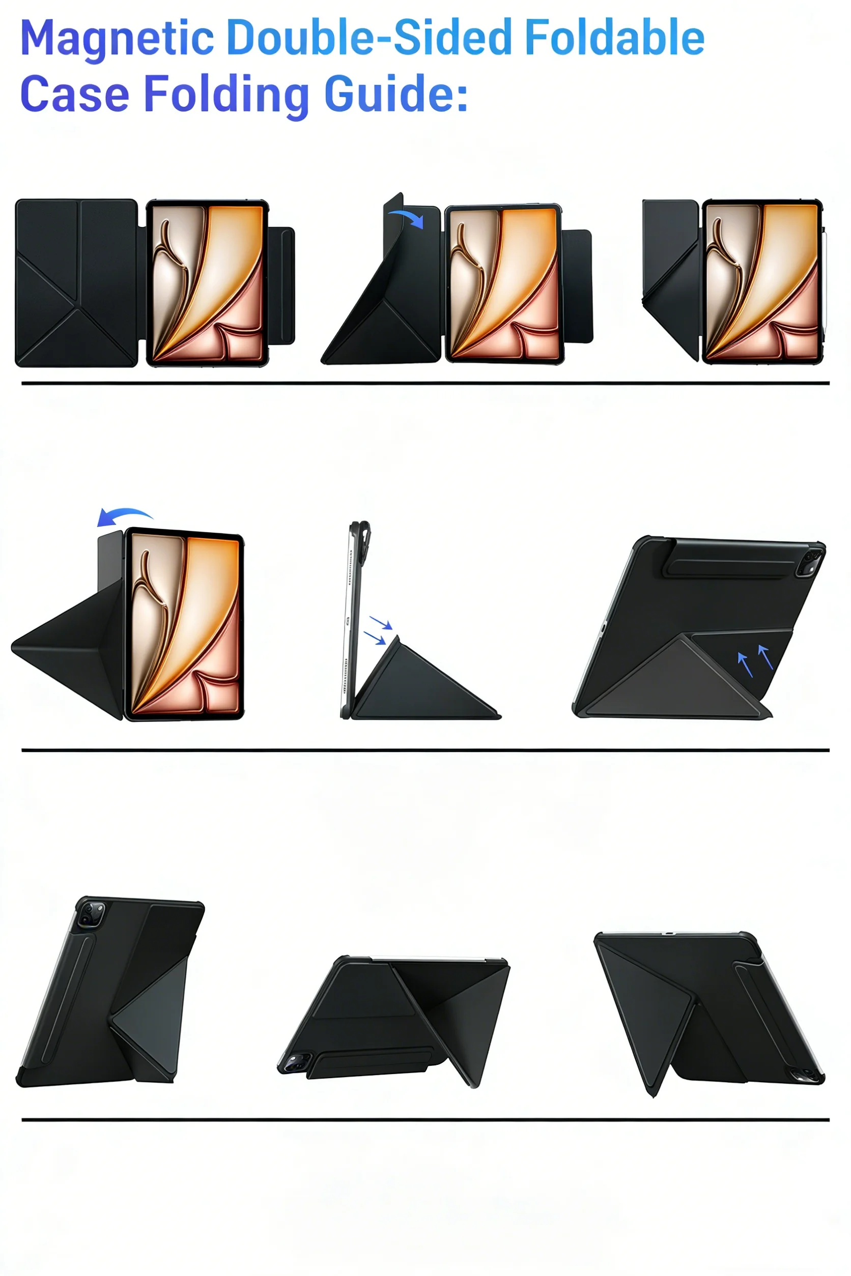 product strong magnetic pc pu leather case with ultra thin lightweight shockproof anti stain cover drop proof cover for ipad 11 a16-5