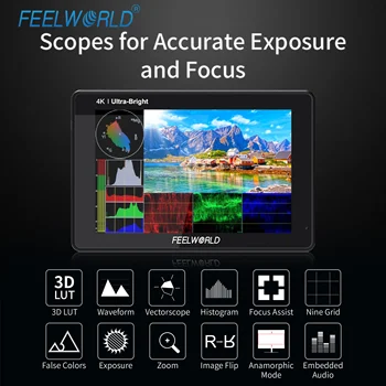 FEELWORLD LUT7 7 Inch 2200nits 3D LUT Touch Screen DSLR Camera Field Monitor with Waveform VectorScope Histogram detail image
