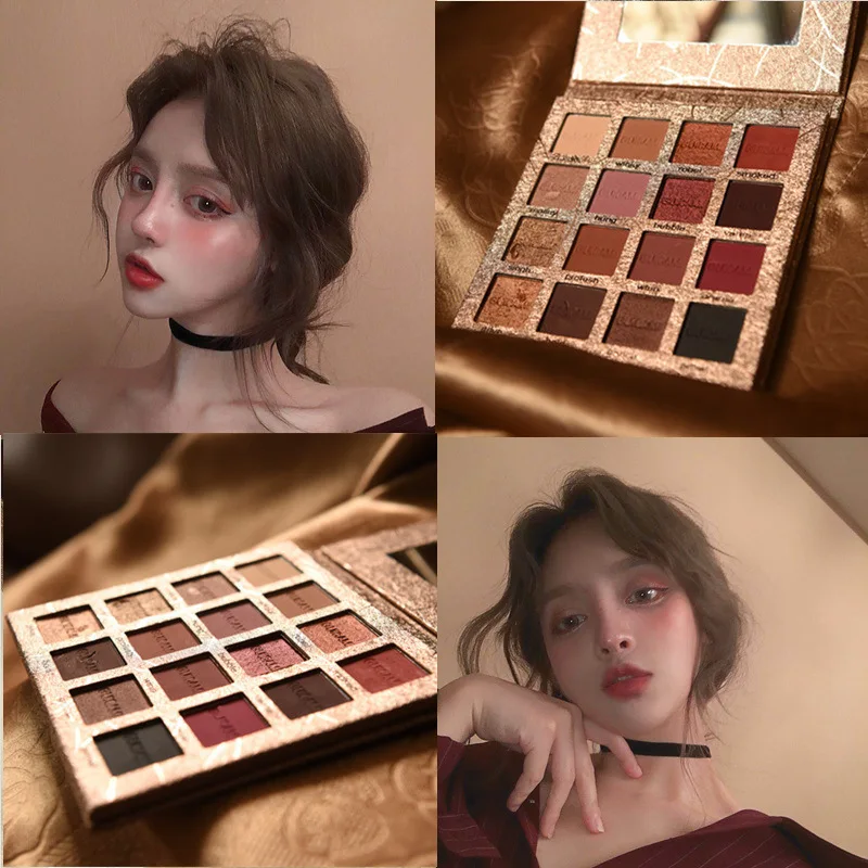 Палитра блестящих теней для век 16 цветов крем с логотипом под заказ Высокие пигментированные кисти фирменный этикетка контейнер пигмент Пустые Тени для век