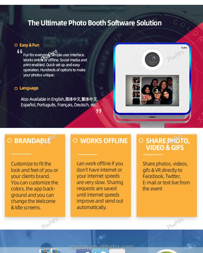 Open Air Photo Booth Instant Pho 18.5inch Touch Screen Instant Photo