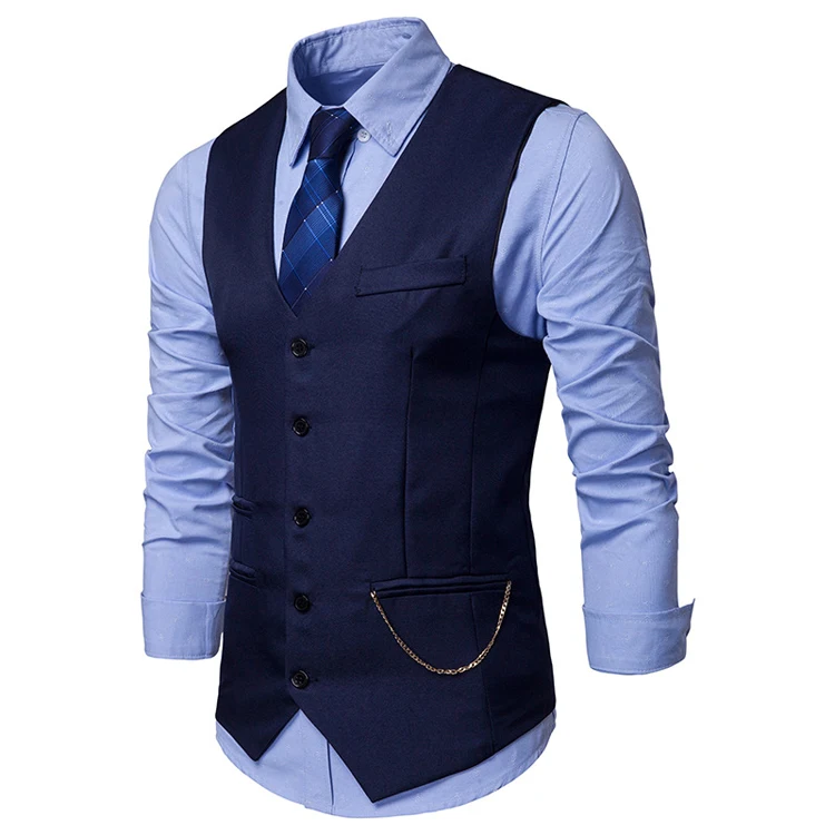 Casual Men's Vest Waistcoat Formal Single Breasted Suit