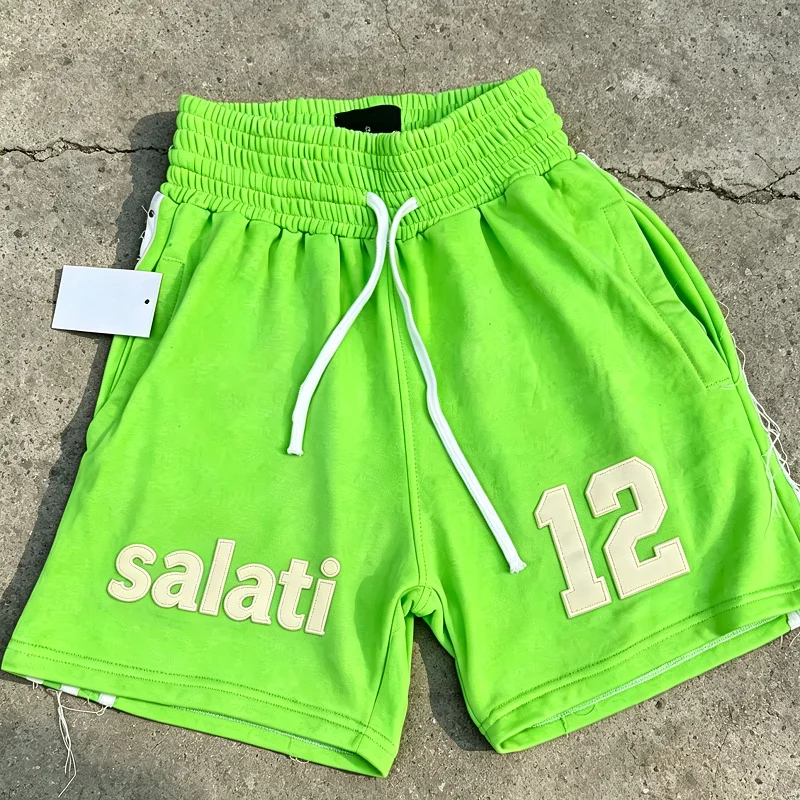Men Casual Oversized Streetwear Knitted Drawstring Shorts 100% Nylon Foam Floral Print Breathable Summer Gym Jogger Custom Logo gallery 7