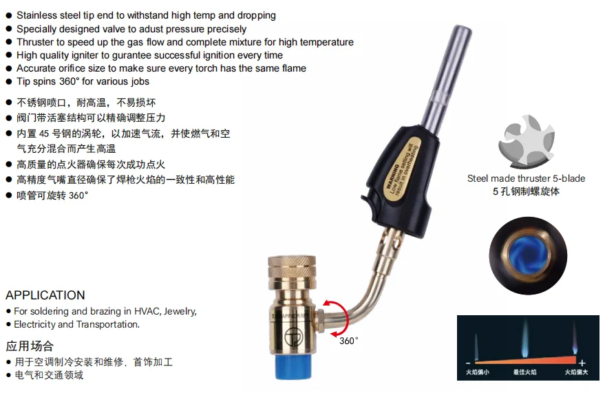 2025 Best Selling HT-1S Single Hose Gas Welding Torch Lighter High Quality Adjustable Flame Control for HVAC Flaring Tools