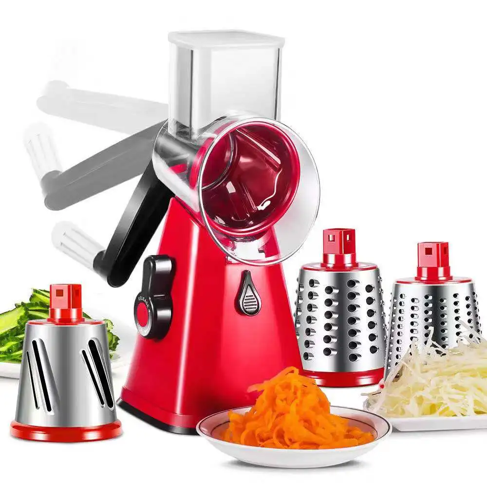 Kitchen Accessories Multifunctional 3 in 1 Mandoline Drum Slicer Manual Vegetable  cutter Kitchen Rotary Cheese Grater