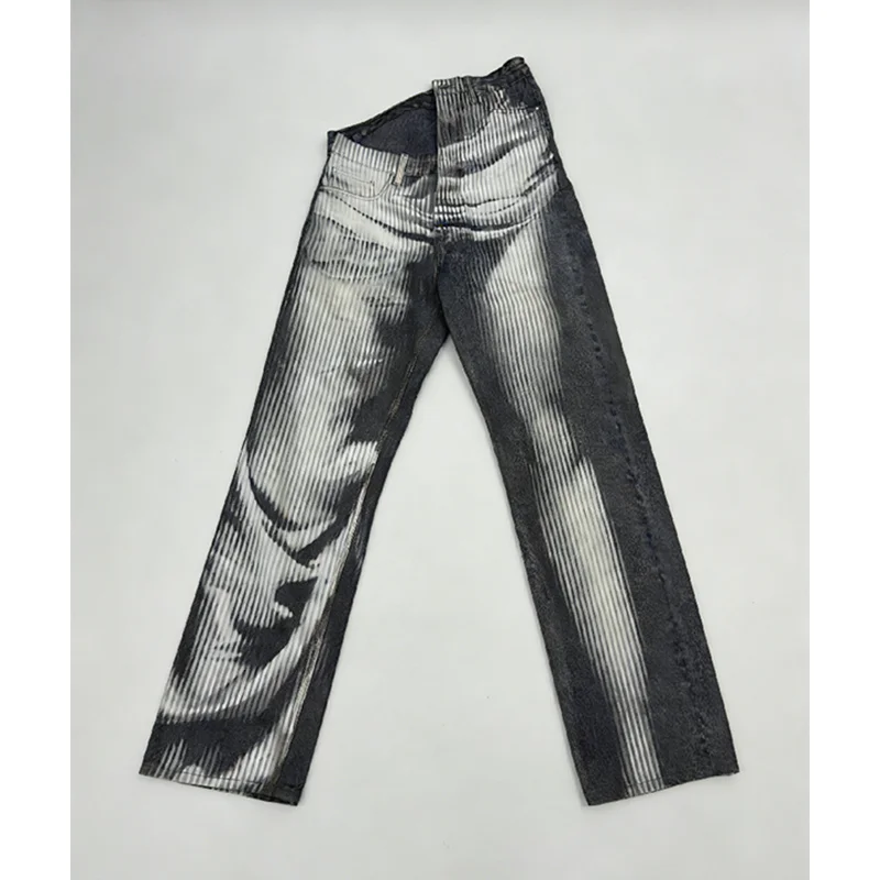 Custom Men's Straight Leg Baggy Denim Pants Japanese Selvedge Raw High Quality Vintage Wash Blank Oversized