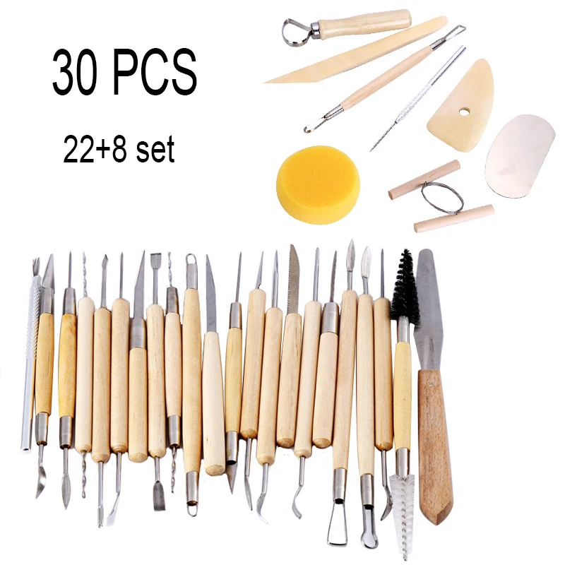 22pcs Clay Sculpting Tools Kit Clay Modelling Tools Wooden Polymer