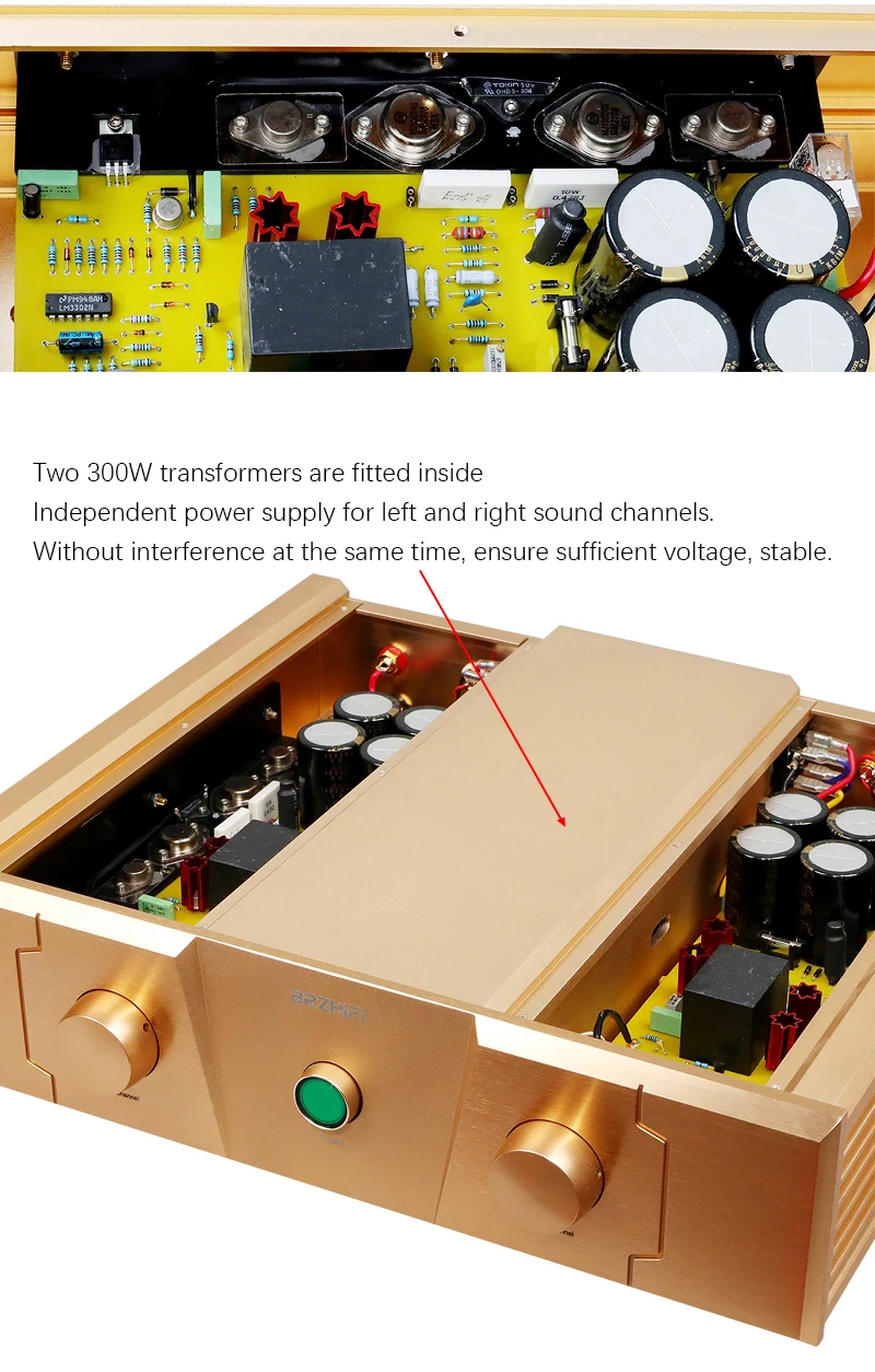 BRZHIFI FM300A High-End 150W*2 Audiophile Class AB Power Amplifier Mini Digital Home Audio Stereoscopic Tuner FM USB Aluminium manufacture