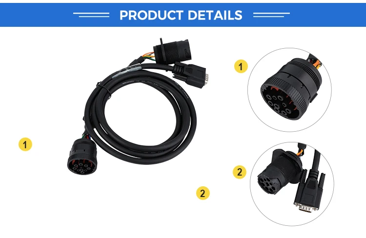 product custom black j1939 9pin connector to dp15 connector y cable-3