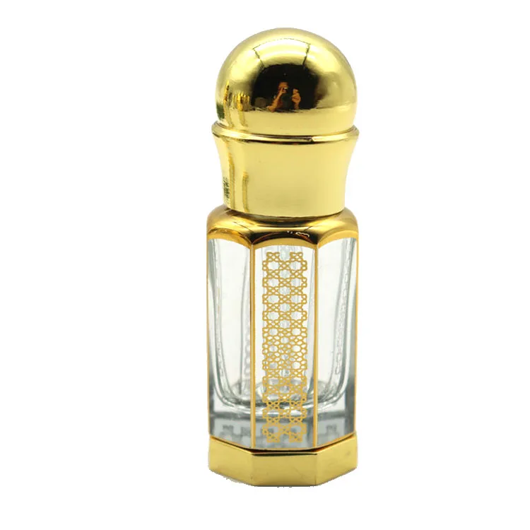 Fancy Custom UV Printing Logo 3ml 6ml 12ml Zinc Alloy Cap Attar Oud Oil Crystal Glass Perfume Bottle for Decorative