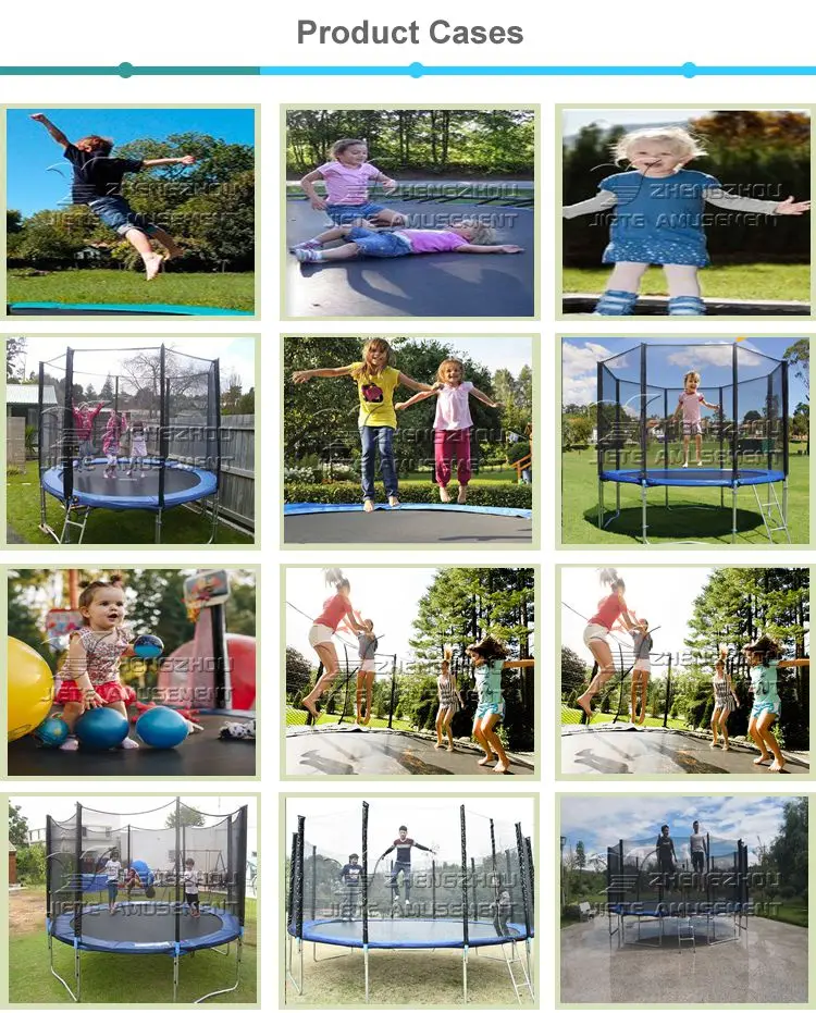 outdoor gymnastic fabric 6ft 8ft 10ft 12ft 16ft round park trampoline with tent enclosures slide ladder for adults