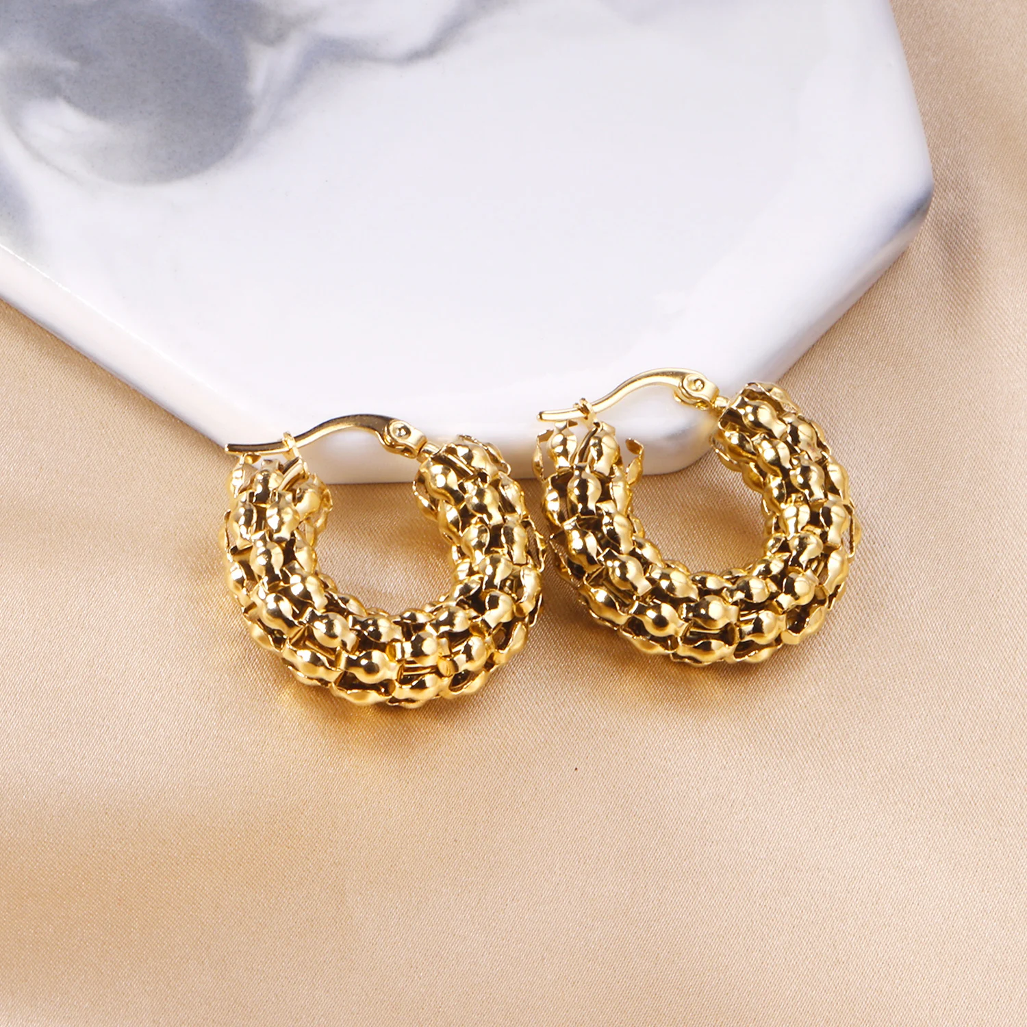 Gold Jewelry Earring Type 18k Big Steel Hoop Earrings For Women - Buy ...