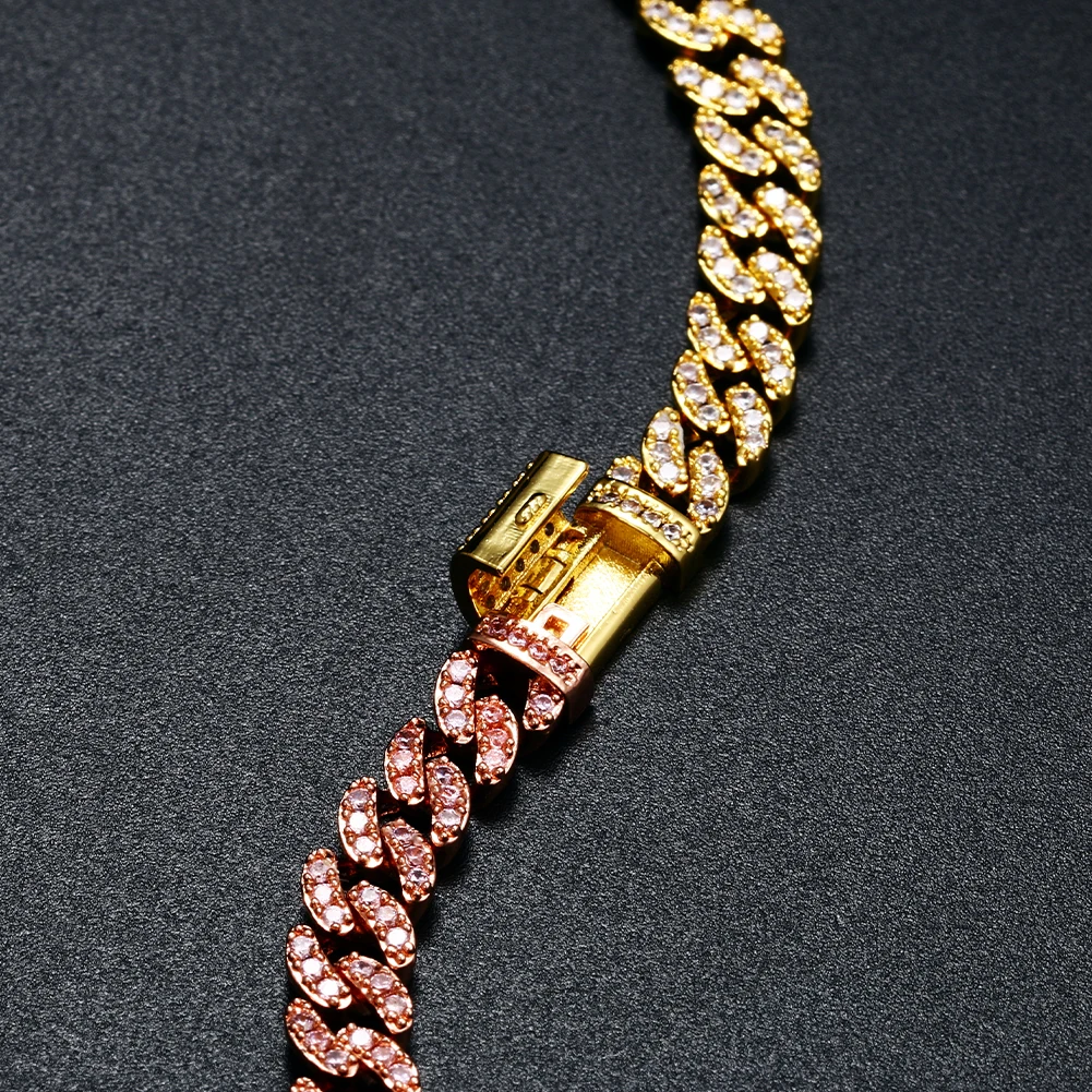 8-Inch Cuban Link Bracelet — Gold Plated Copper With CZ Diamonds, Iced Out Hip Hop Jewelry For Men & Women - View #2