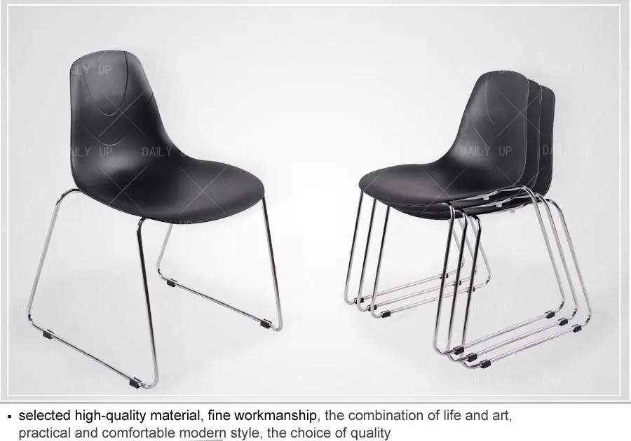 Stackable Household Chair With Sled Metal Frame Kitchen Dining Chair With Ergonomic Backrest For Living Room Bedroom Leisure