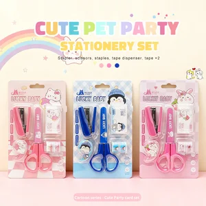Cute Pet Party 6-Piece Stationery Set - Complete School Supply Gift Set for Kids & Students
