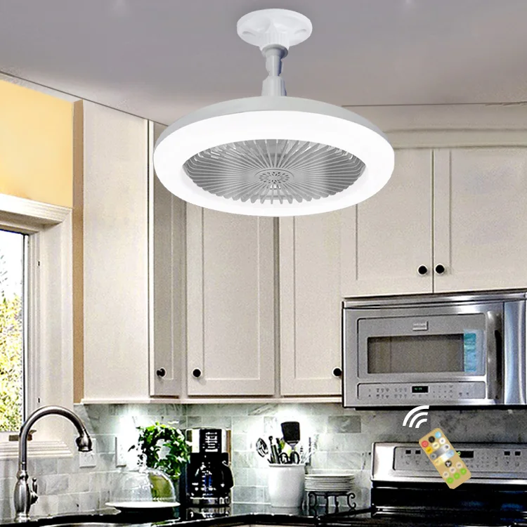 Shinyland Ceiling Fan Lamp Remote Control Dimmable Low Profile E27 Small Ceiling Fan with Led Light