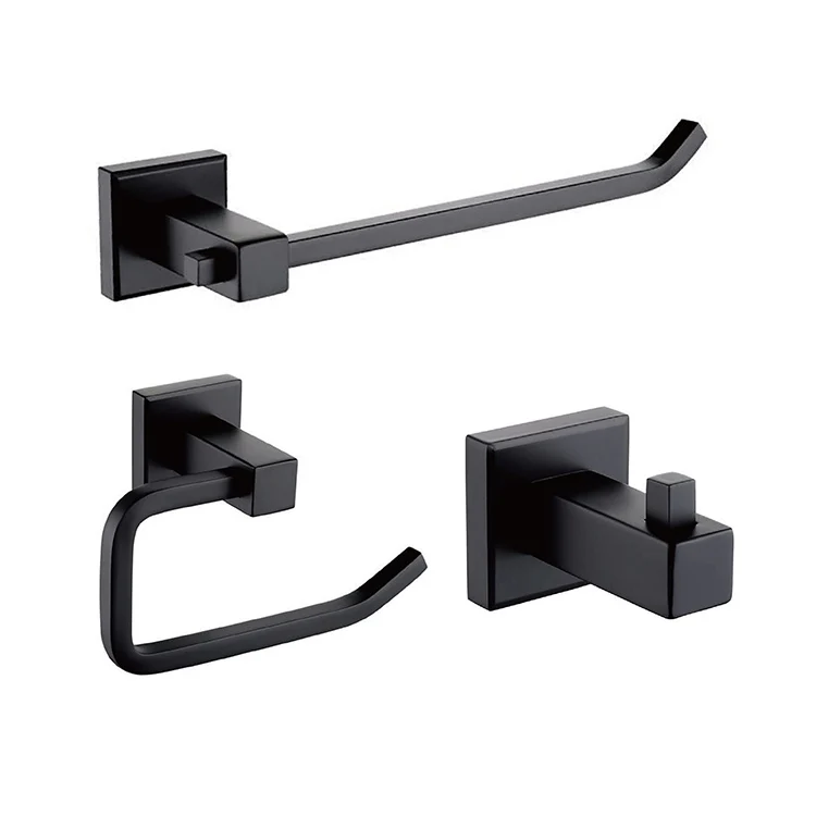 Stainless Steel Bathroom Hardware Set Black Matte Paper Holder Toothbrush Holder Towel Bar Bathroom Accessories