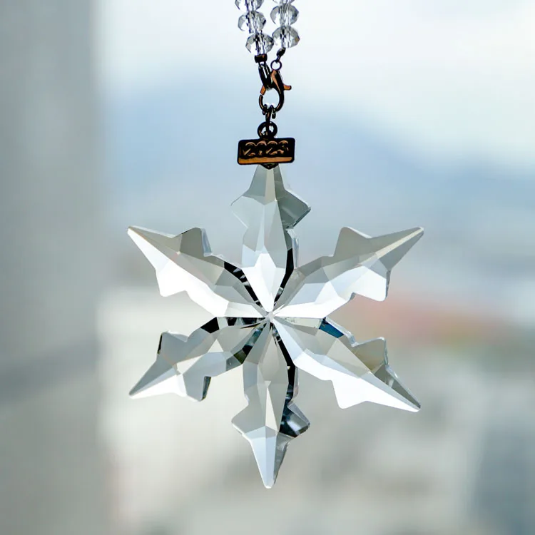 product wholesale fashion gifts hanging clear christmas glass snowflake ornament crystal glass pendant-40